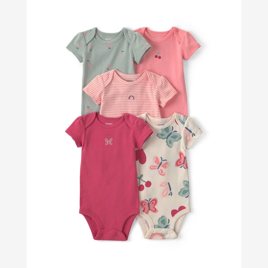 Kit body Carter's bebê menina borboleta 5 peças - Multicor