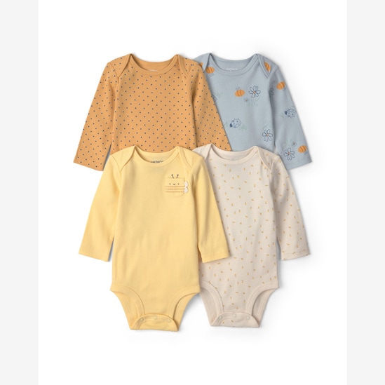 Kit body bebê 4 peças floral e poá - Multicor | Carter's