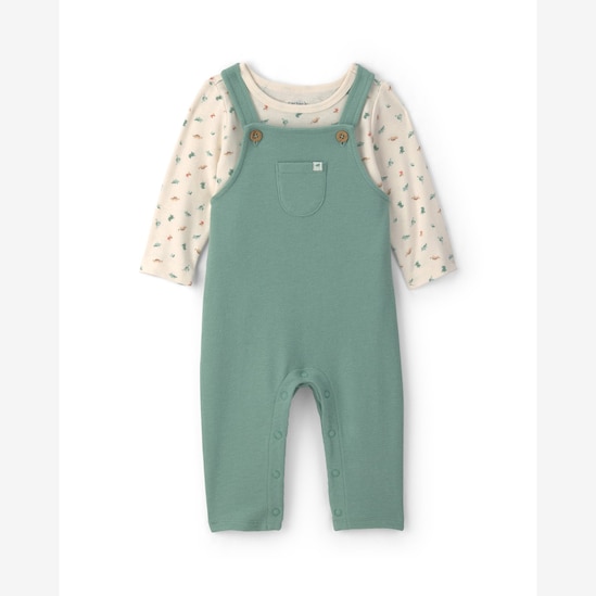 Jardineira bebê com blusa estampada - Multicor | Carter's