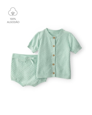 Conjunto curto bebê 2 peças texturizado - Verde | Carter's
