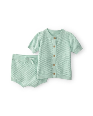 Conjunto curto bebê 2 peças texturizado - Verde | Carter's