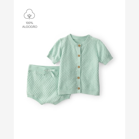Conjunto curto bebê 2 peças texturizado - Verde | Carter's