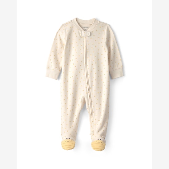 Macacão bebê com pezinho estampado - Bege | Carter's