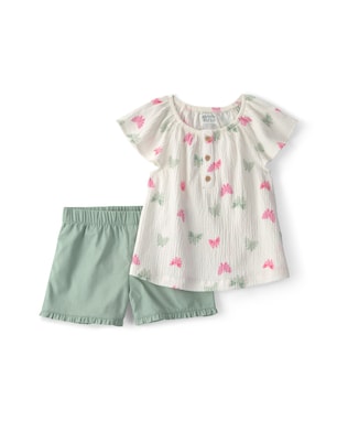 Conjunto curto infantil 2 peças texturizado e estampado - Multicor | Carter's
