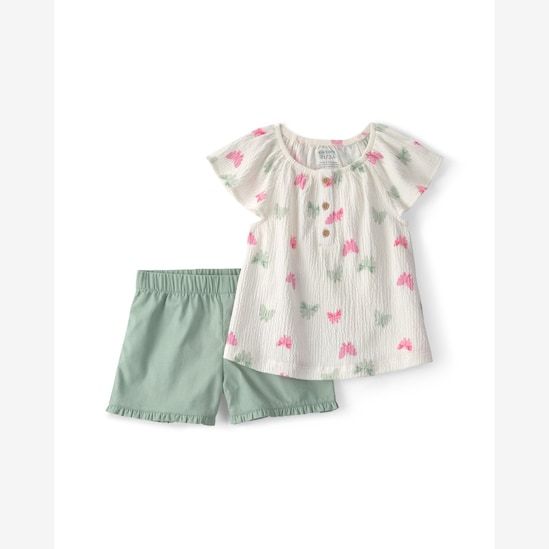 Conjunto curto infantil 2 peças texturizado e estampado - Multicor | Carter's