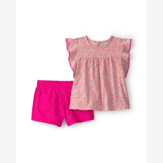 Conjunto curto infantil 2 peças floral - Multicor | Carter's