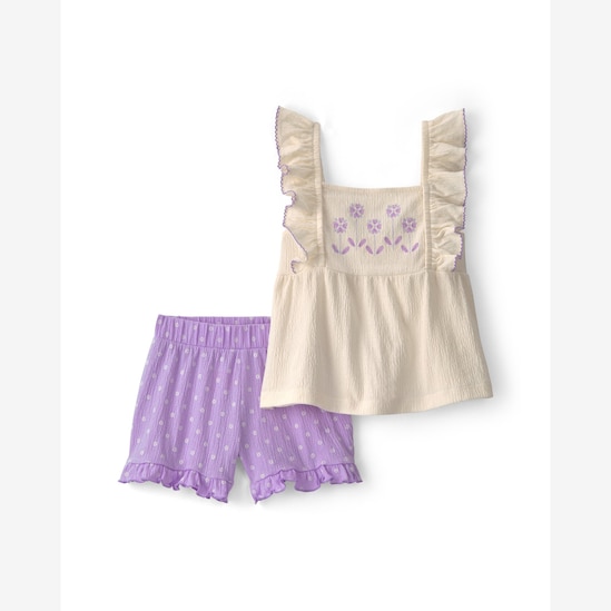 Conjunto curto infantil 2 peças texturizado e estampado - Multicor | Carter's