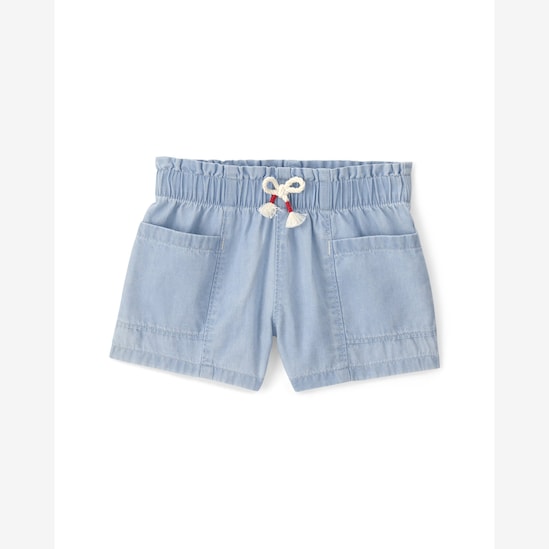 Short jeans infantil com elástico - Denim Claro | Carter's