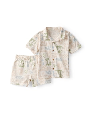 Conjunto curto infantil 2 peças estampado - Bege | Carter's
