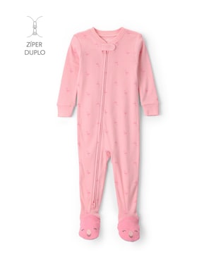 Macacão pijama bebê com pezinho estampado - Rosa | Carter's