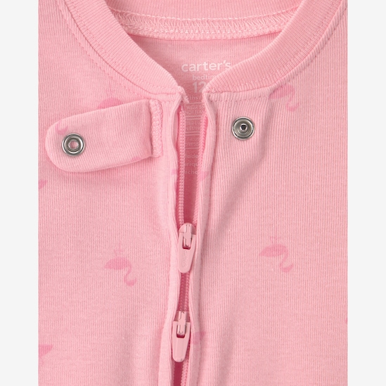Macacão pijama bebê com pezinho estampado - Rosa | Carter's
