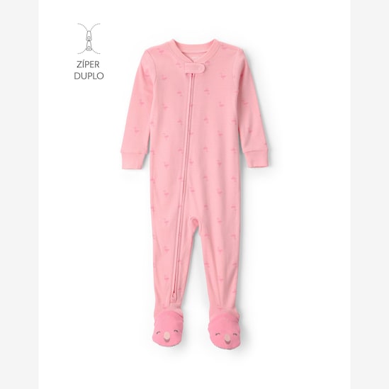 Macacão pijama bebê com pezinho estampado - Rosa | Carter's