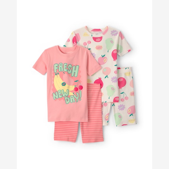 Pijama curto infantil 4 peças estampado - Multicor | Carter's