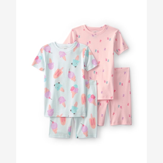 Pijama curto infantil 4 peças estampado - Multicor | Carter's