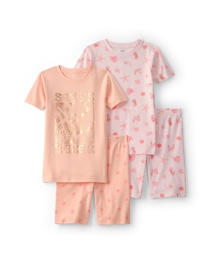 Pijama curto infantil 4 peças estampado - Rosa | Carter's