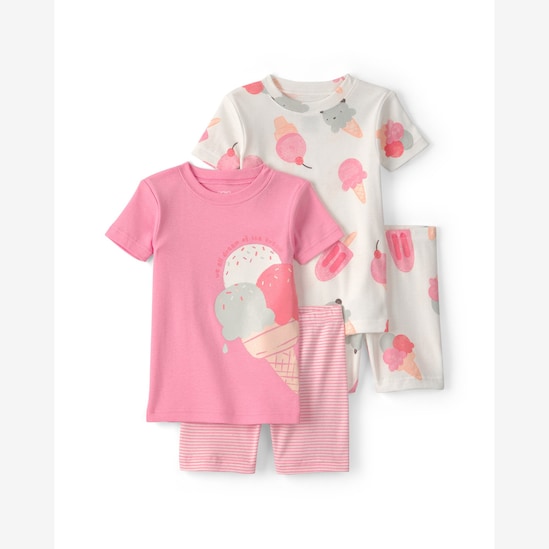 Pijama curto infantil 4 peças estampado - Multicor | Carter's