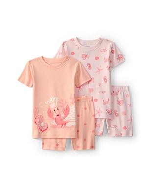 Pijama curto infantil 4 peças estampado - Rosa | Carter's