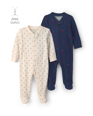 Kit macacão bebê 2 peças com pé estampado - Multicor | Carter's