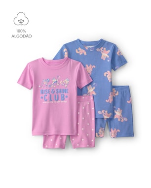 Pijama curto infantil 4 peças estampado - Multicor | Carter's