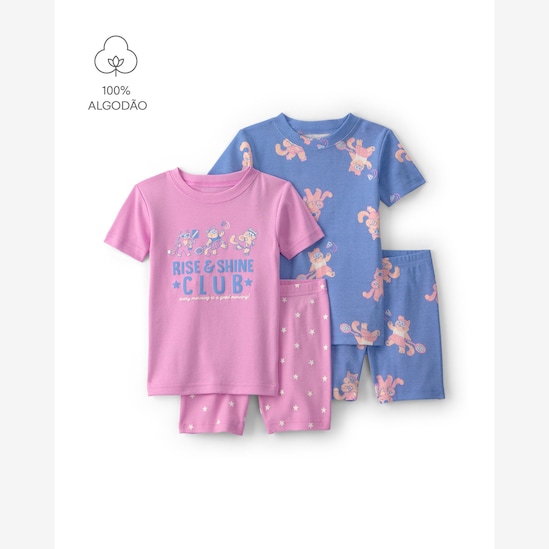 Pijama curto infantil 4 peças estampado - Multicor | Carter's