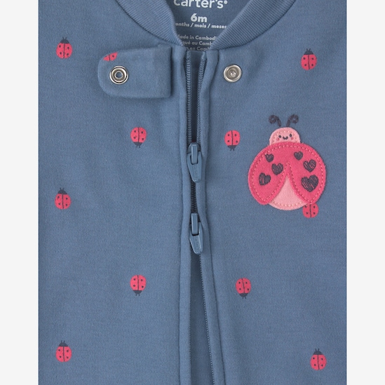 Macacão infantil com pé estampado - Azul | Carter's