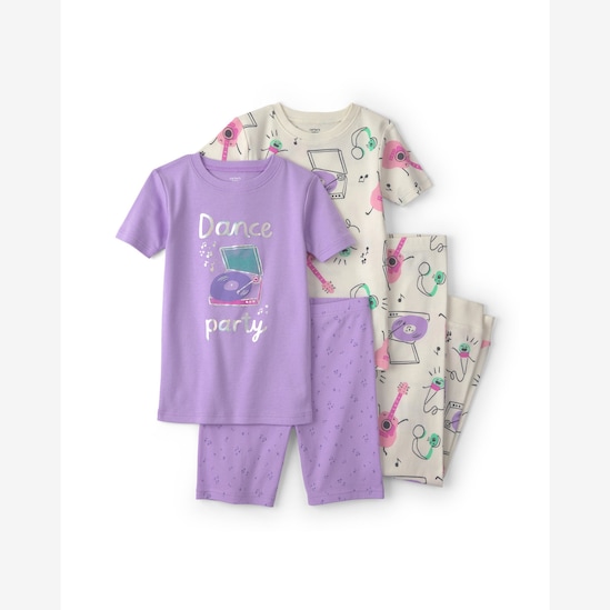 Pijama infantil 4 peças estampado - Multicor | Carter’s