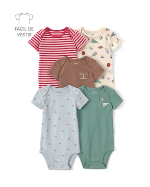 Kit body bebê 5 peças estampado - Multicor | Carter’s