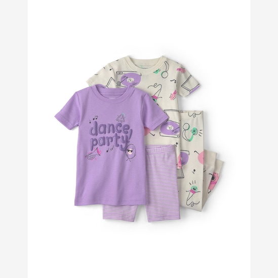 Pijama infantil 4 peças estampado - Multicor | Carter’s
