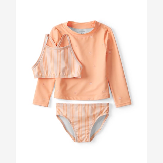 Conjunto praia infantil 3 peças estampado - Laranja | Carter?s