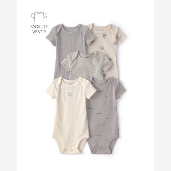 Kit body bebê 5 peças estampado - Multicor | Carter’s
