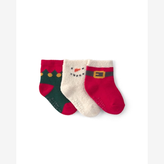 Kit meia Carter's bebê menino Natal 3 pares - Multicor