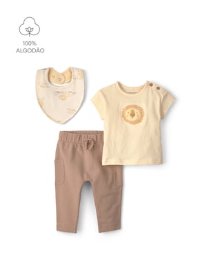 Conjunto longo bebê 2 peças com babador estampado - Multicor | Carter’s