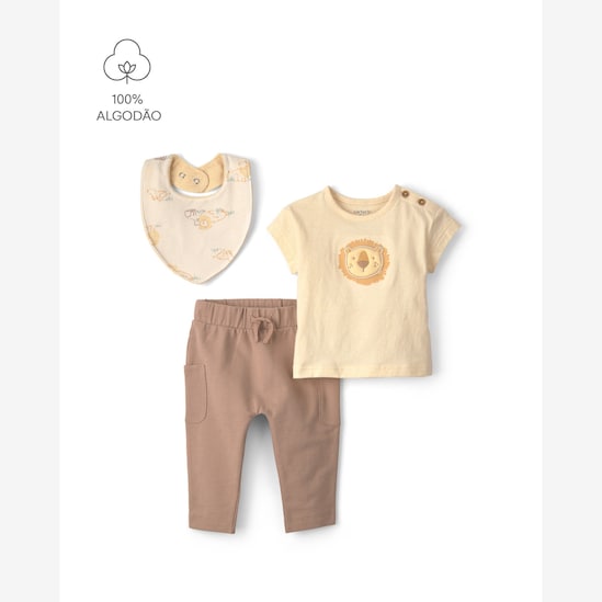 Conjunto longo bebê 2 peças com babador estampado - Multicor | Carter’s