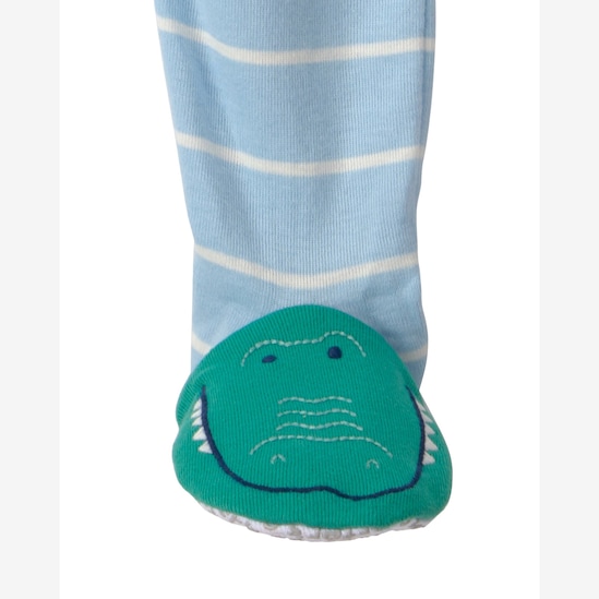 Pijama macacão bebê com pé listrado - Azul | Carter’s