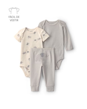 Conjunto longo bebê 3 peças estampado - Multicor | Carter’s