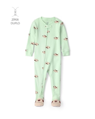 Pijama macacão bebê com pé estampado - Verde | Carter’s