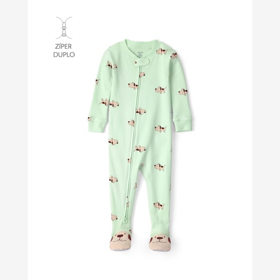 Pijama macacão bebê com pé estampado - Verde | Carter’s