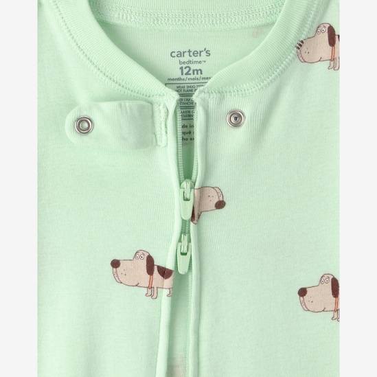 Pijama macacão bebê com pé estampado - Verde | Carter’s