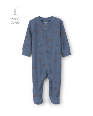 Macacão bebê com pé estampado - Azul | Carter’s