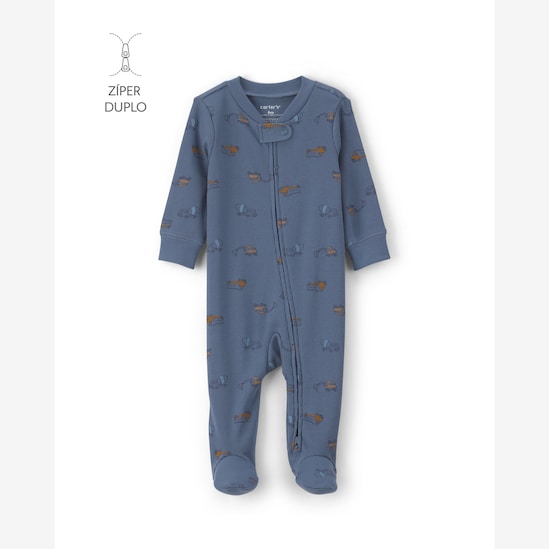 Macacão bebê com pé estampado - Azul | Carter’s