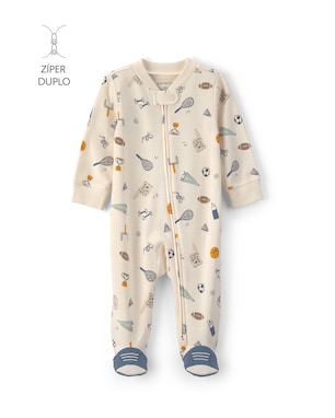 Macacão bebê com pé estampado - Bege | Carter’s