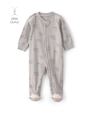 Macacão bebê estampado com pézinho - Cinza | Carter's