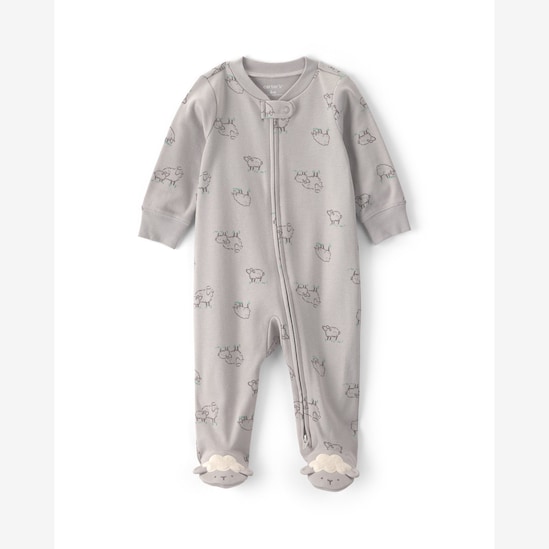 Macacão bebê estampado com pézinho - Cinza | Carter's