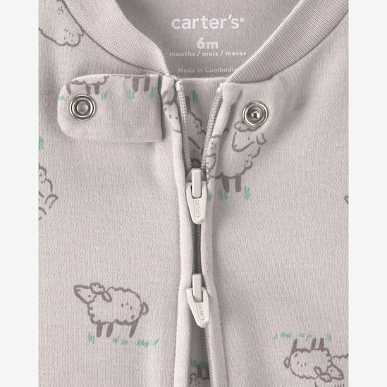 Macacão bebê estampado com pézinho - Cinza | Carter's