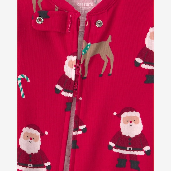 Macacão pijama bebê natalino com pé - Vermelho | Carter's