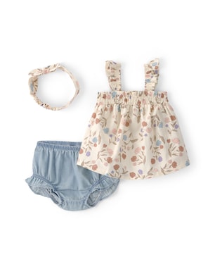 Conjunto curto bebê 3 peças floral faixa de cabelo - Multicor | Carter's