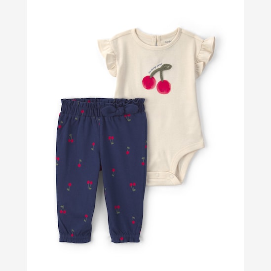 Conjunto longo bebê 2 peças estampa cerejas - Multicor | Carter's