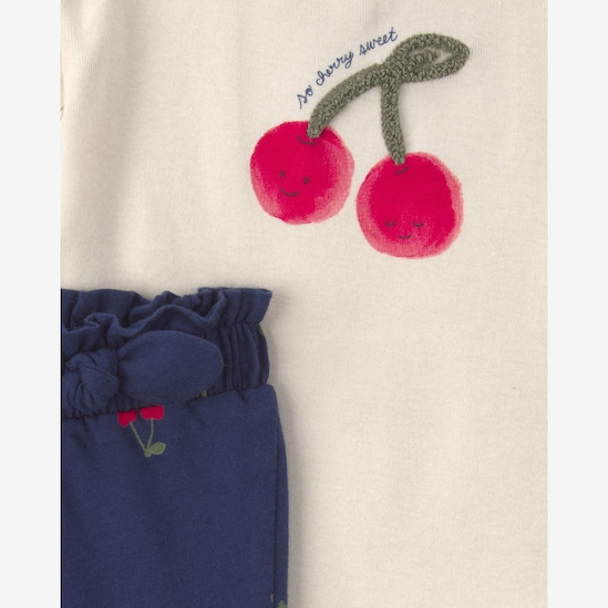 Conjunto longo bebê 2 peças estampa cerejas - Multicor | Carter's