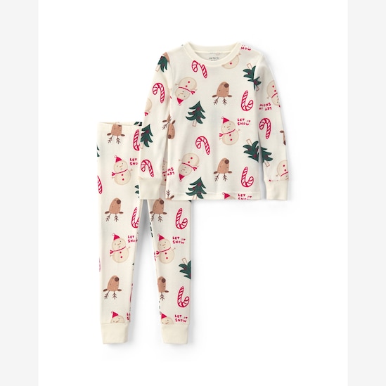 Pijama longo bebê 2 peças natalino - Bege | Carter's