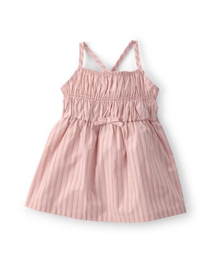 Vestido bebê listrado com laço e lastex - Rosa | Carter's
